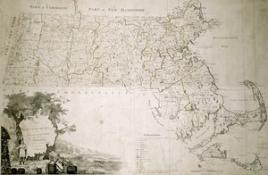 Karta över delstaten Massachusetts, 1801 av American School