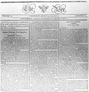 Masthead of The Bee, tryckt 23 augusti 1797 (tryck) av American School