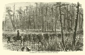 McClernands kår som marscherar genom myrarna, mars 1863 av American School