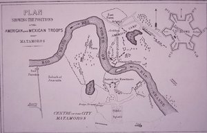 Mexikansk-amerikanska kriget (1846-48), karta över amerikanska trupper nära Rio Grande och Matamoros av American School