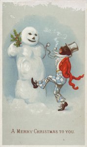 Negro och Snowman julkort av American School