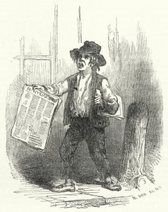 Tidningsförsäljare (gravyr) av American School