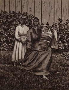 Niagara Falls: Indian Family (litho) av American School