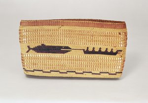 Nootka-korg som visar en valfångstscen, från nordvästra kusten (vävd fiber) av American School