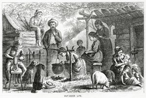 Out-door Life, illustration till en långfilm, A Community of Outcasts, från Appletons Journal, 23 mars 1872 av American School