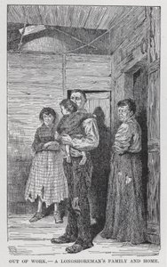 Utan arbete, en långstrandsmans familj och hem (litho) av American School