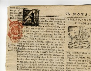 Sida från Halifax Gazette, eller The Weekly Adviser", Nova Scotia, 12-19 december, 1765 av American School