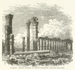 Palmyra; mittkorsningen av Grand Colonnade; Granit monolit av American School