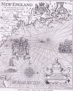 Del av kapten J Smiths karta över New England, illustration från Cassell