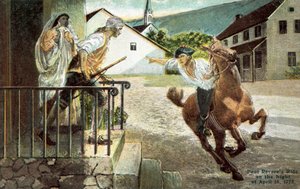 Paul Reveres rider natten till den 18 april 1773 av American School