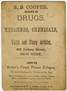 Parfymerad med Austens Forest Flower Cologne; S.B, Cooper, narkotikahandlare? [bytekort verso] (tryck) av American School