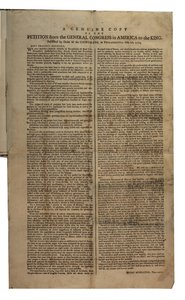 Framställning från generalkongressen i Amerika till kungen, kontinentalkongressen, 26 oktober 1774