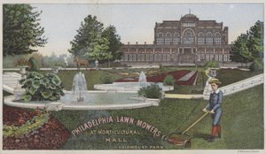 Philadelphia gräsklippare i trädgårdshuset (chromolitho) av American School