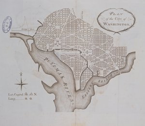 Plan för staden Washington som ursprungligen lades upp 1793 av American School