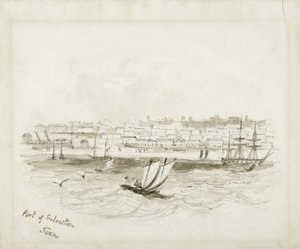 Port of Galveston, Texas, sent 1800-tal (bläck på vävt papper) av American School