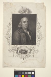 Porträtt av Benjamin Franklin (bläck) av American School