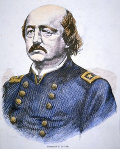 Porträtt av Benjamin F. Butler (lito i färg) av American School