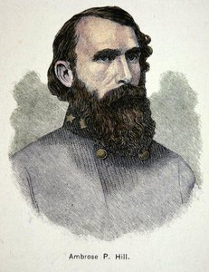 Porträtt av general Ambrose P. Hill (lito i färg) av American School