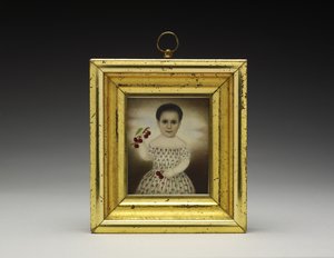 Portrait of a Young Girl, ca 1846 (akvarell på elfenben, trä och glas) av American School