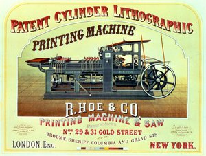 Affischreklam Patent Cylinder Lithographic Printing Machine, R. Hoe & Co., London och New York