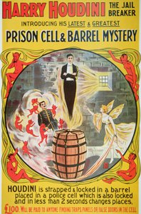 Affisch som annonserar en ny akt av Houdini (färg litho) av American School