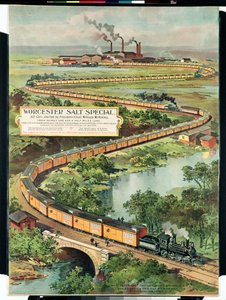 Affisch som annonserar Worcester Salt Special, 162 bilar startade av President-Elect McKinley, 1897