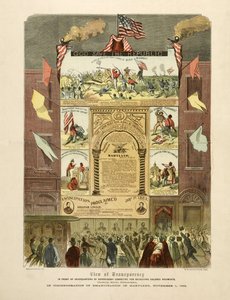 Affisch som firar "Emancipation in Maryland, 1 november av American School