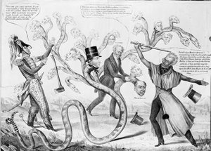 President Andrew Jackson (1767-1845) dödar Hydra av American School