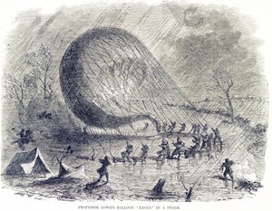 Professor Lowes ballong "Eagle" i en storm av American School