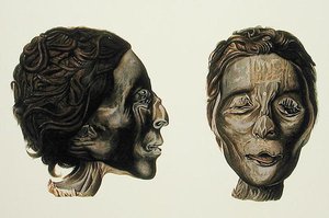 Profil och ansikte av en kvinnlig mumie från Gizeh, volym II, tallrik XXVII från 