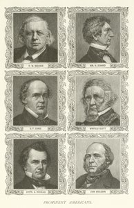 Framstående amerikaner, H W Beecher, William H Seward, SP Chase, Winfield Scott, Stephen A Douglas, John Ericsson av American School