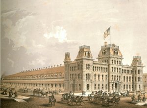 Railroad Depot, från Chicago Illustrated, med litterära beskrivningar av James W. Sheahan, publicerad av Jevne & Almini, Chicago, 1866-67 av American School