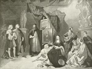 Raphael introducerad till Da Vinci (gravyr) av American School