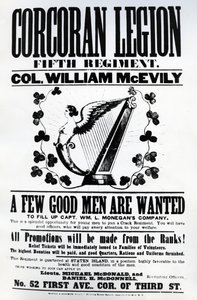 Rekryteringsaffisch för Corcoran Legion, 1862 (tryckt papper)