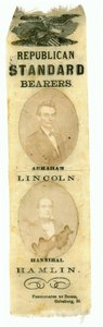 Republican Standard Bearers, Abraham Lincoln och Hannibal Hamlin, 1860 (tryckt textil) av American School