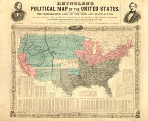 Reynoldss politiska karta över USA, c.1850 av American School