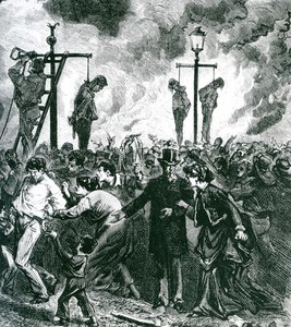 Upplopp råder under den stora branden i Chicago 1871 av American School