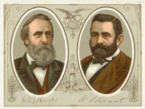 Rutherford B Hayes, Ulysses S Grant (chromolitho) av American School