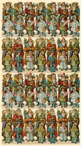 Jultomten med barn, ark av figurer av American School