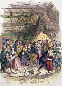 Scen från A Christmas Carol, av Charles Dickens av American School