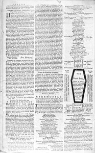 Andra sidan av Boston Evening Post som tillkännager kung George II:s död (1683-1760), 5 januari 1761 (tryck) av American School