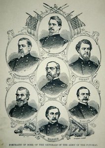 Sju porträtt av generaler från Union Army of the Potomac (litho) av American School