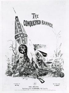 Notomslag till "The Conquered Banner", dikt av Moina, musik av La Hache, utgiven av A. E. Blackmar, 1862 av American School