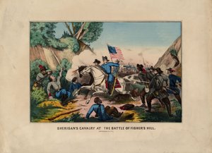 Sheridans kavalleri vid slaget vid Fishers Hill (Shenandoah Valley), pub. av Currier & Ives, ca 1864