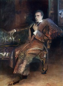 Sherlock Holmes, scen ur "Sherlock Holmes - ett drama i fyra akter" av William Gilette av American School
