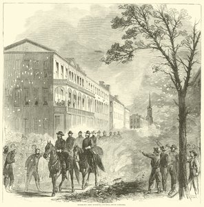 Shermans armé går in i Columbia, South Carolina, februari 1865 av American School