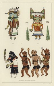 Sio, Sio, Sio Mana och tre Koyimsi (färglitografi) av American School