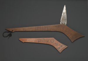 Sioux krigsklubb, från Fort Snelling, Minnesota (trä och metall)