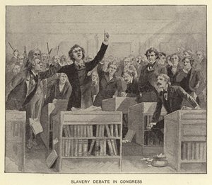 Slaveridebatt i kongressen (litografi) av American School