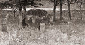 Soldatgravar på Arlington National Cemetery, Arlington County, Virginia, på 1800-talet, från "The Century Illustrated Monthly Magazine", publicerad 1884 (gravyr) av American School